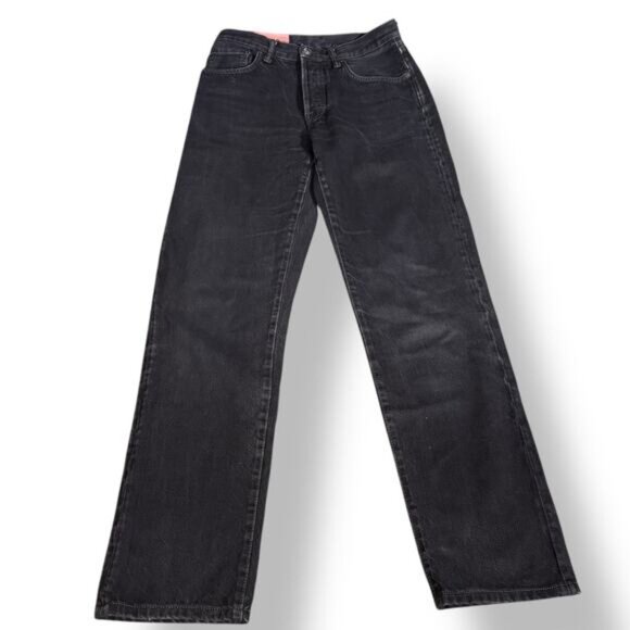 Acne Studios Blå Konst 1997 Overdyed Black Straight Leg Jeans 27x34 Minimalist - Picture 2 of 11